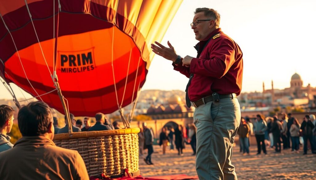 hot air balloon safety briefing Marrakech