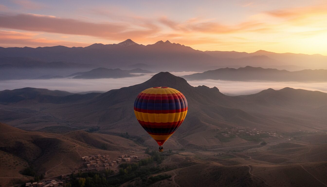 Hot air balloon over Atlas Mountains